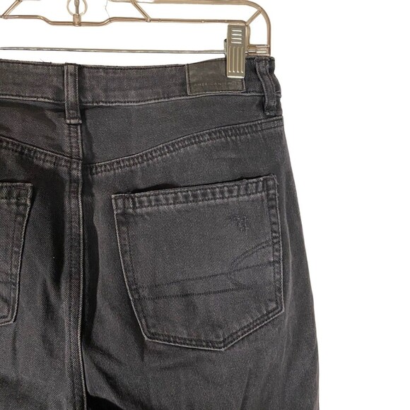 American Eagle Women's Size 2 Mom Straight Jean Distressed Faded Black Denim 90s - Picture 9 of 14